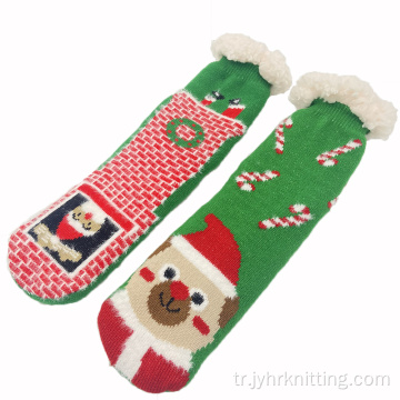 Noel Rahat Anti Slip kapalı terlik çorapları